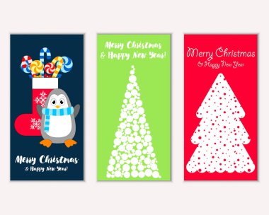 Renkli Noel kartları ile yeni yıl süslemeleri, illüstrasyon vektör