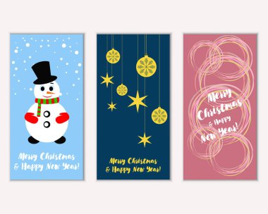 vektör çizim kış tatil tebrik kartları