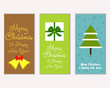 vektör çizim kış tatil tebrik kartları