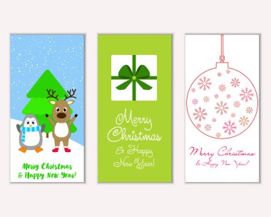 vektör çizim kış tatil tebrik kartları