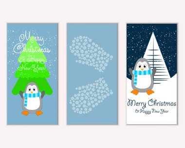 Mutlu Noeller ve mutlu yeni yıl tebrik kartları. Vektör çizim   