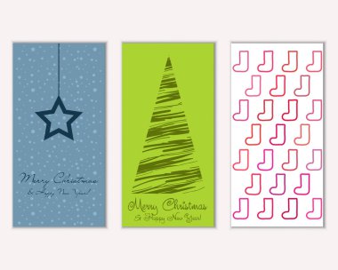 Mutlu Noeller ve mutlu yeni yıl tebrik kartları. Vektör çizim     