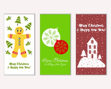 vektör çizim kış tatil tebrik kartları