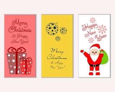 mutlu Noeller ve mutlu yeni yıl tebrik kartları vektör çizim
