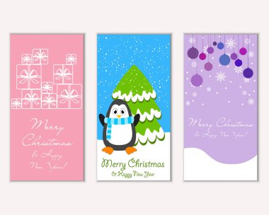 Renkli Noel kartları ile yeni yıl süslemeleri, illüstrasyon vektör