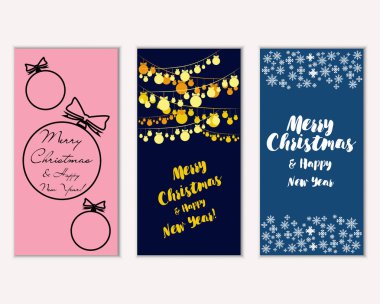 Renkli Noel kartları ile yeni yıl süslemeleri, illüstrasyon vektör