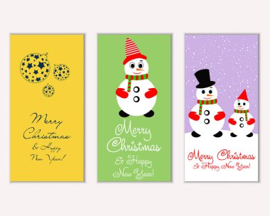 mutlu Noeller ve mutlu yeni yıl tebrik kartları vektör çizim