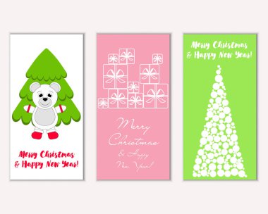 Mutlu Noeller ve mutlu yeni yıl tebrik kartları. Vektör çizim 