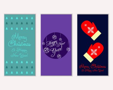 vektör çizim kış tatil tebrik kartları