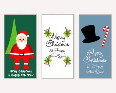 mutlu Noeller ve mutlu yeni yıl tebrik kartları vektör çizim
