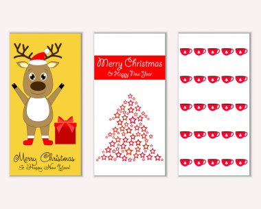 mutlu Noeller ve mutlu yeni yıl tebrik kartları vektör çizim