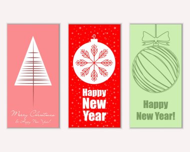 mutlu Noeller ve mutlu yeni yıl tebrik kartları vektör çizim