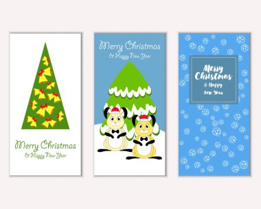 Renkli Noel kartları ile yeni yıl süslemeleri, illüstrasyon vektör