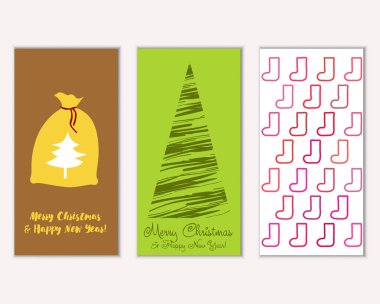 Mutlu Noeller ve mutlu yeni yıl tebrik kartları. Vektör çizim   