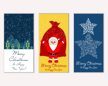 vektör çizim kış tatil tebrik kartları