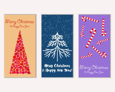 mutlu Noeller ve mutlu yeni yıl tebrik kartları vektör çizim