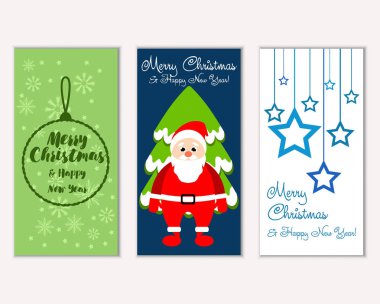 mutlu Noeller ve mutlu yeni yıl tebrik kartları vektör çizim