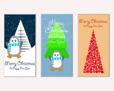 Renkli Noel kartları ile yeni yıl süslemeleri, illüstrasyon vektör