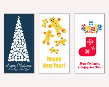 vektör çizim kış tatil tebrik kartları