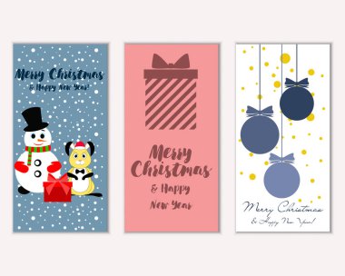 Renkli Noel kartları ile yeni yıl süslemeleri, illüstrasyon vektör