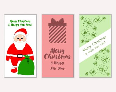 Renkli Noel kartları yılbaşı süslemeleri ve Noel Baba vektör çizim ile