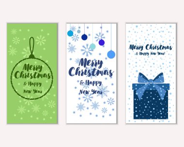 mutlu Noeller ve mutlu yeni yıl tebrik kartları vektör çizim      
