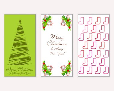 Mutlu Noeller ve mutlu yeni yıl tebrik kartları. Vektör çizim     