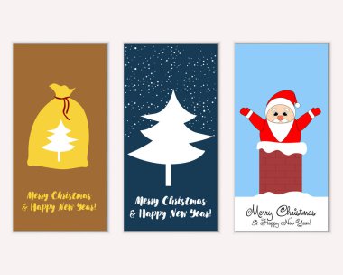 mutlu Noeller ve mutlu yeni yıl tebrik kartları vektör çizim