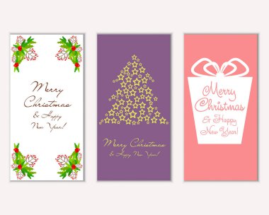 mutlu Noeller ve mutlu yeni yıl tebrik kartları vektör çizim     