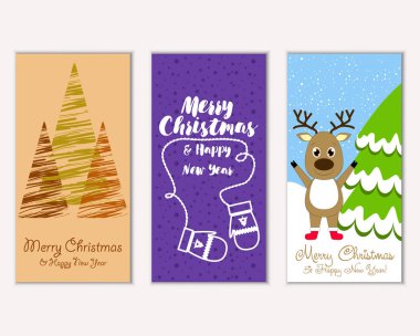 vektör çizim kış tatil tebrik kartları