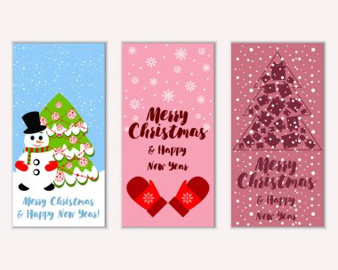 Renkli Noel kartları ile yeni yıl süslemeleri, illüstrasyon vektör
