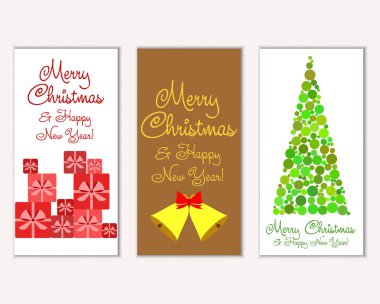 Mutlu Noeller ve mutlu yeni yıl tebrik kartları. Vektör çizim   