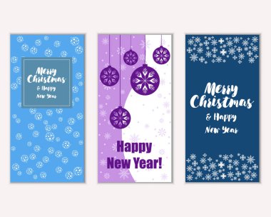 Renkli Noel kartları ile yeni yıl süslemeleri, illüstrasyon vektör