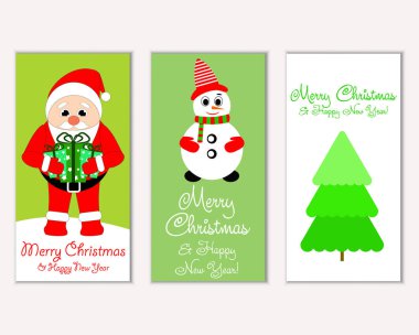 Mutlu Noeller ve mutlu yeni yıl tebrik kartları. Vektör çizim     