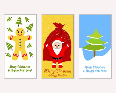 vektör çizim kış tatil tebrik kartları