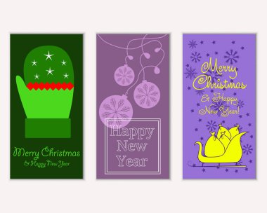 vektör çizim kış tatil tebrik kartları