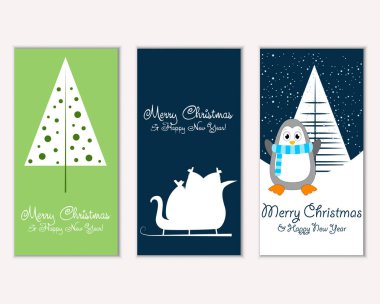 mutlu Noeller ve mutlu yeni yıl tebrik kartları vektör çizim     