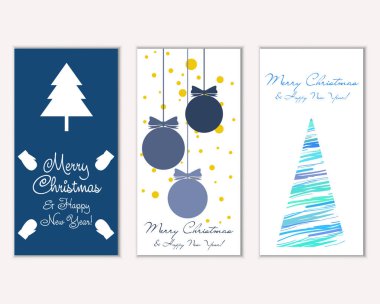 Renkli Noel kartları ile yeni yıl süslemeleri, illüstrasyon vektör