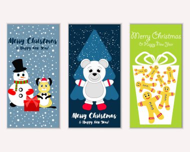 Renkli Noel kartları ile yeni yıl süslemeleri, illüstrasyon vektör
