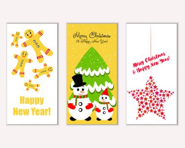 vektör çizim kış tatil tebrik kartları