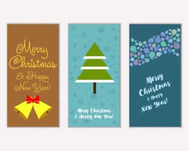 vektör çizim kış tatil tebrik kartları