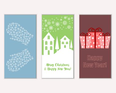 mutlu Noeller ve mutlu yeni yıl tebrik kartları vektör çizim      