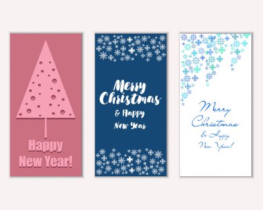 Mutlu Noeller ve mutlu yeni yıl tebrik kartları. Vektör çizim       