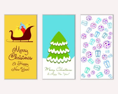 vektör çizim kış tatil tebrik kartları