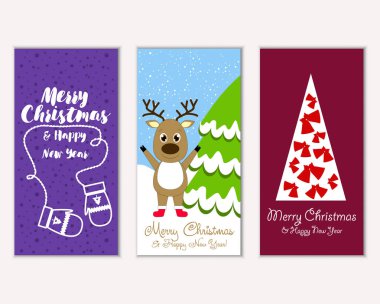 vektör çizim kış tatil tebrik kartları