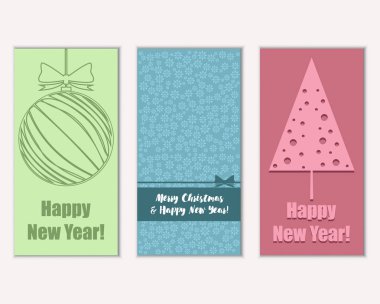 Renkli Noel kartları ile yeni yıl süslemeleri, illüstrasyon vektör