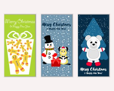 Renkli Noel kartları ile yeni yıl süslemeleri, illüstrasyon vektör