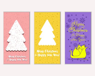 Mutlu Noeller ve mutlu yeni yıl tebrik kartları. Vektör çizim 