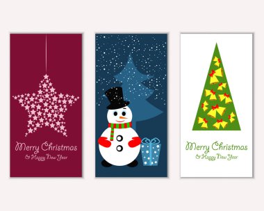 Mutlu Noeller ve mutlu yeni yıl tebrik kartları. Vektör çizim   
