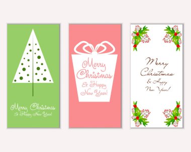 mutlu Noeller ve mutlu yeni yıl tebrik kartları vektör çizim     